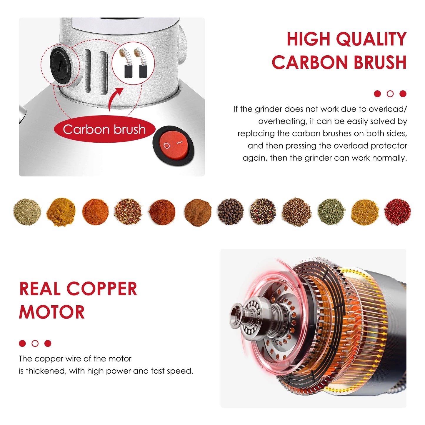 Electric Grain Crusher, 150g Fast Ultra-fine Grain Mills, Dry Herbal Grain Mill with Overload Protection, for Herbal Spice Nut