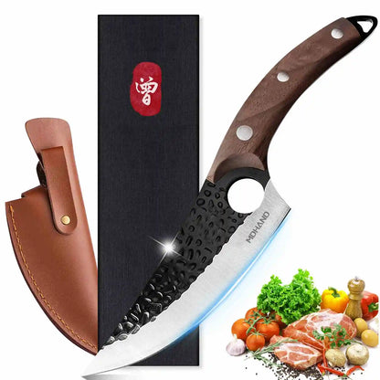 KEPEAK Multifunctional Viking Knife With Sheath Hand Forged Boning Knife With Gift Box Japanese Cooking Meat Cleaver Chef Knife
