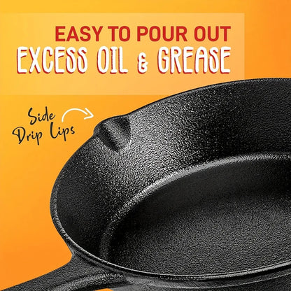 3PCS Pre-Seasoned Cast Iron Skillet Set (6/8/10 Inch) – Heavy-Duty Frying Pans for Oven, Grill & Campfire Cooking, Even Heat with Natural Non-Stick Surface