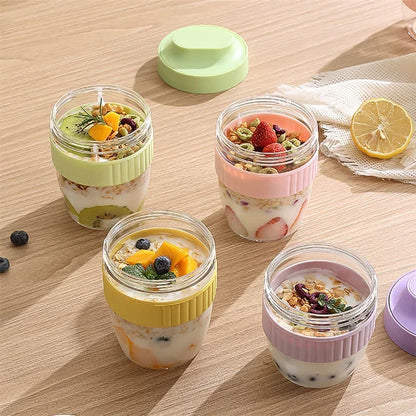 Portable Breakfast Fruit Oat Yogurt Salad Cup With Lid Spoon Food Storage Cup Fitness Weight Reducing Picnic Lunch Box Milk cup