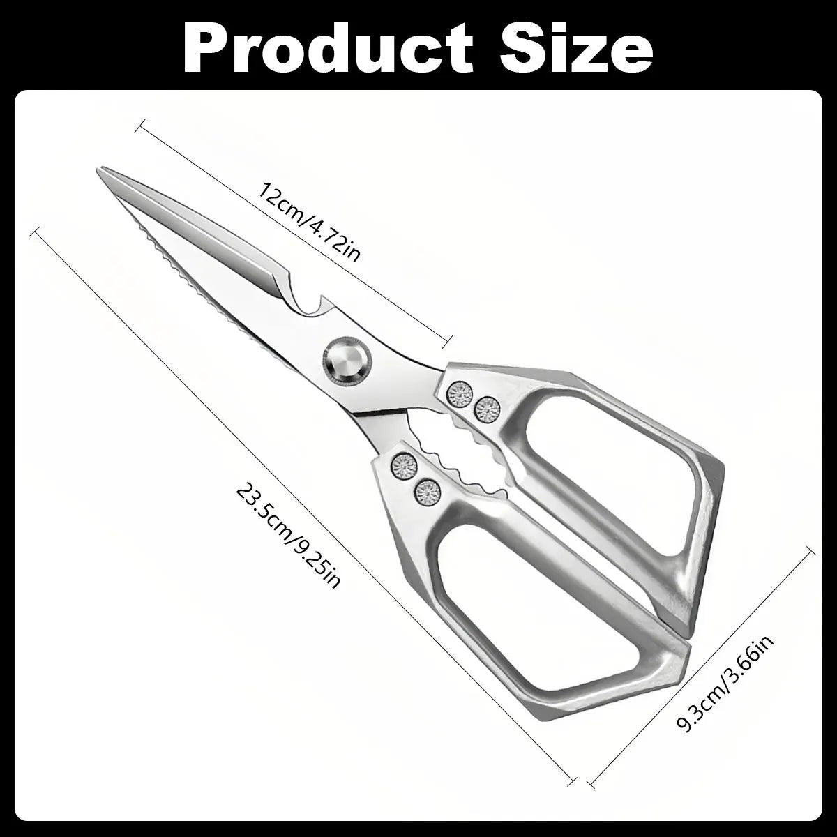 Stainless Steel Kitchen Shears – Multifunctional Food Scissors for Cutting Vegetables, Meat, Fish & Everyday Cooking Tasks