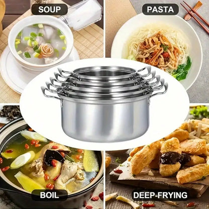 10-Piece Stainless Steel Cookware Set - Soup Pot/Frying Pan/Sauce Pan with Lids, Fit Induction/Electric/Gas Stoves