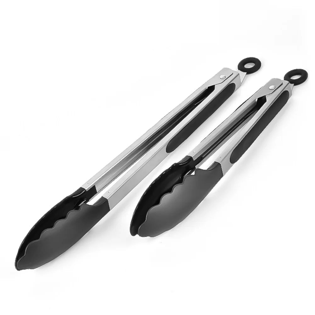 Stainless Steel BBQ Grilling Tongs – Anti-Scalding Food Clip & Non-Stick Serving Tool for Bread, Salad, Kitchen & Barbecue