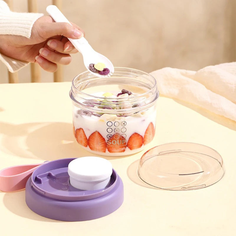 650ml Portable Handheld Breakfast Cup Yogurt Bowl Leak Proof Salad Bento Lunch Box With Spoon