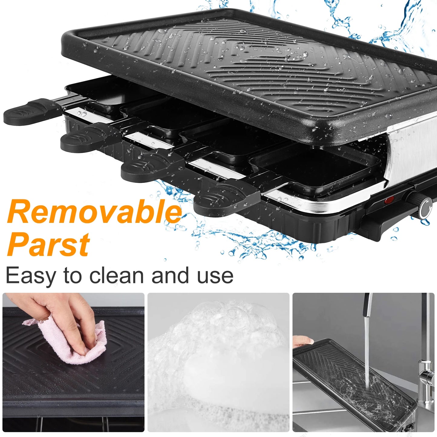 Electric Korean BBQ & Raclette Grill – 8-Person Indoor Table Grill with Temperature Control