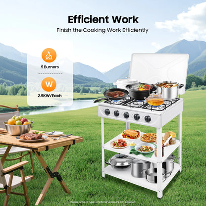 5 Hearth Grill, Gas Grill, 2.5 kW Burner,Freestanding, For Home Cooking, Outdoor Grilling, Camping, Fishing, RVing