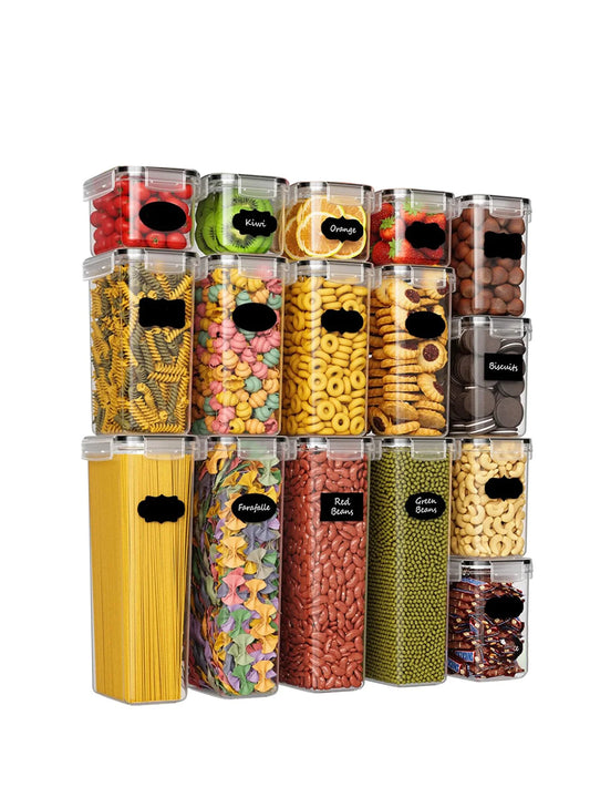 14pcs，kitchen gadgets, sealed pasta boxes with LIDS, labels and markings - versatile containers for pasta, dry food,