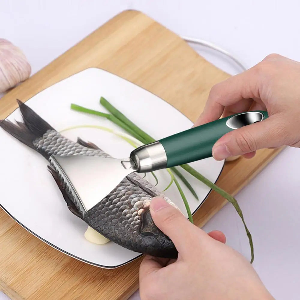 Stainless Steel Fish Skin Peeler & Scale Scraper – Non-Slip Handle Serrated Fish Descaler for Easy Skin & Scale Removal