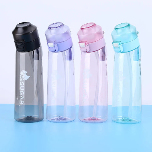 Flavored Water Bottle with 7 Flavour Pods Air Water Up Bottle Frosted Black 650ml Air Starter Up Set Water Cup for Camping Sport