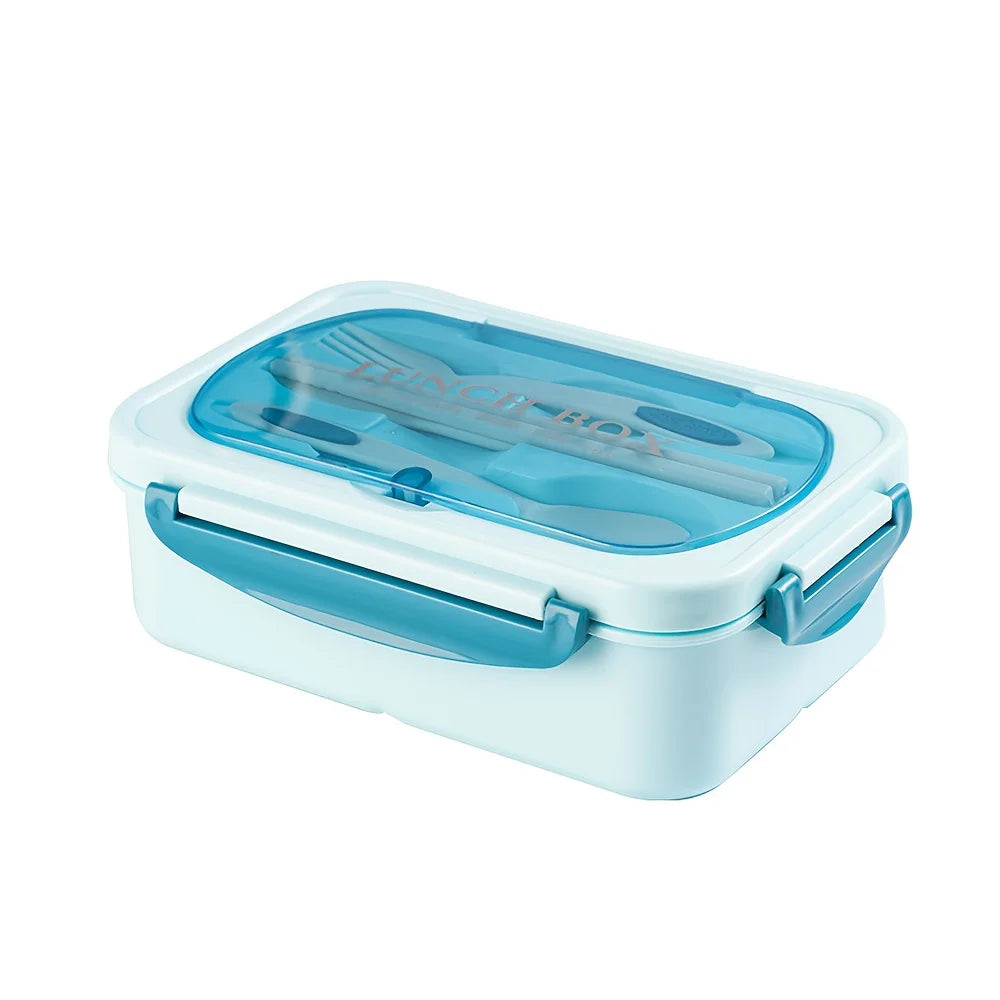 1pc Lunch box with utensils, leak-proof, square shape - Safe to use in microwave, perfect for office workers and kitchen storage