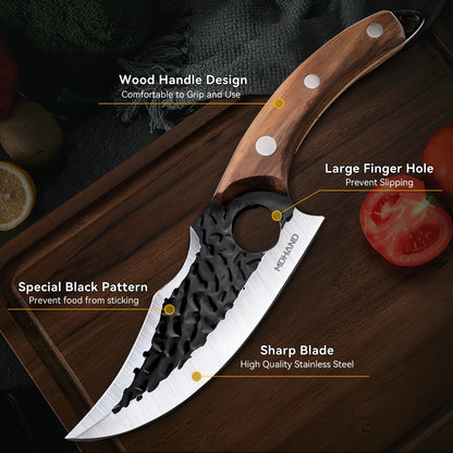 KEPEAK Multifunctional Viking Knife With Sheath Hand Forged Boning Knife With Gift Box Japanese Cooking Meat Cleaver Chef Knife