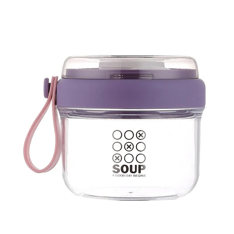 650ml Portable Handheld Breakfast Cup Yogurt Bowl Leak Proof Salad Bento Lunch Box With Spoon