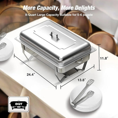 2/4/6 Pack 8QTChafing Dish Buffet Set Stainless Steel Food Warmer Kit with Lids Holders for Restaurant Catering Parties Weddings