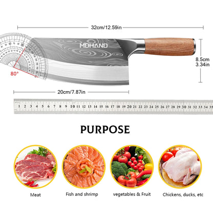 MDHAND Meat Cleaver Knife Forged Stainless Steel Professional Chinese Chef Knife Meat Vegetable Chopping Kitchen Knives