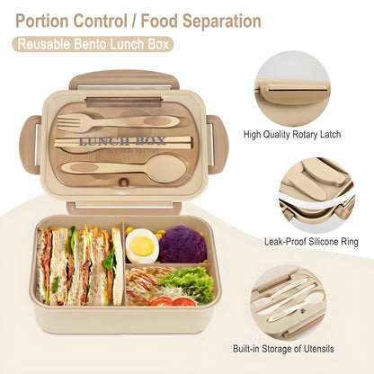 40oz Bento Box - 3-Tier Meal Prep Kit ✔FDA Food-Grade & LeakGuard™ (Office/Gym Essentials)