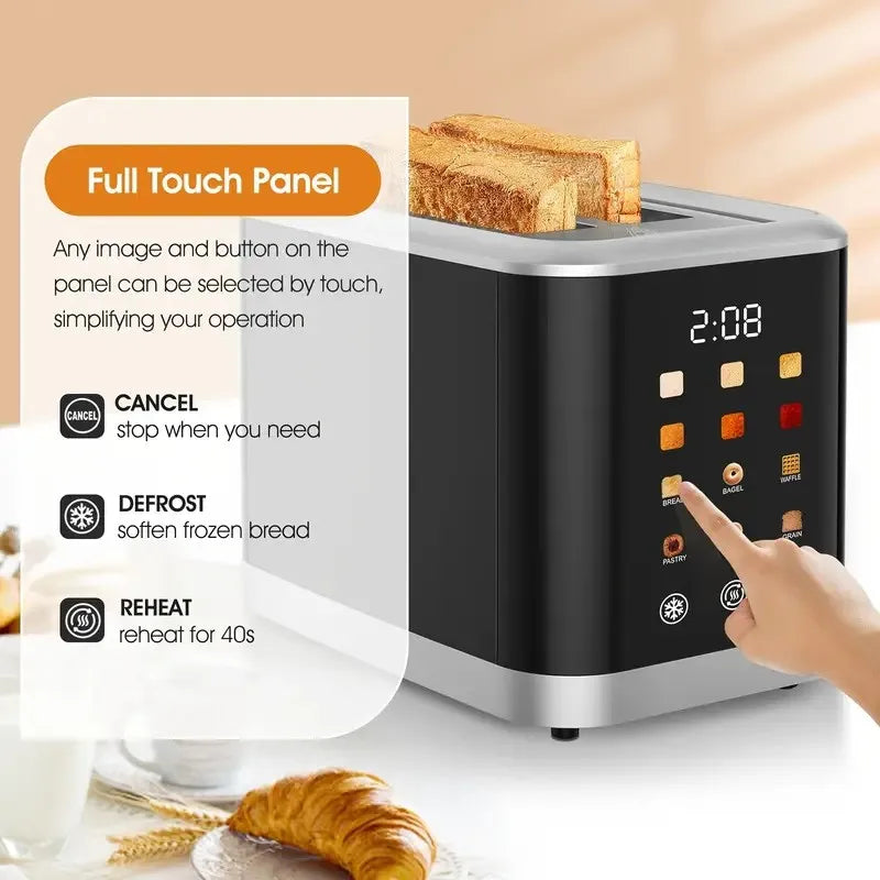 Beinilai Smart Digital Bread Toaster with Touch Screen LCD Display  6 Bread Types  6 Shade Settings, 1.5" Wide Slot bread maker