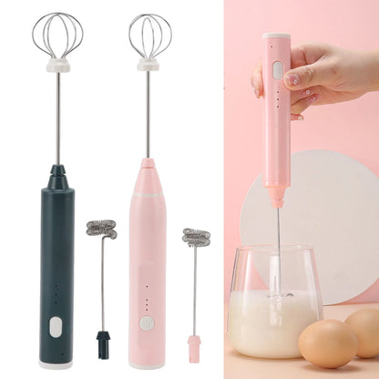 Clearance Deal Electric Whisk 2 Stainless Steel Heads Mini Cordless Multifunction Coffee Milk Frother Waterproof Stirring Tool