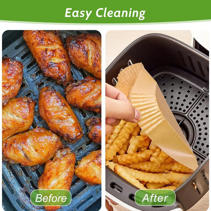 Air Fryer Liner & Steamer/Baking Paper – Silicone-Coated, Plant-Oil Layer, Oil-Resistant Non-Stick Sheets for Home Kitchens & Bakeries