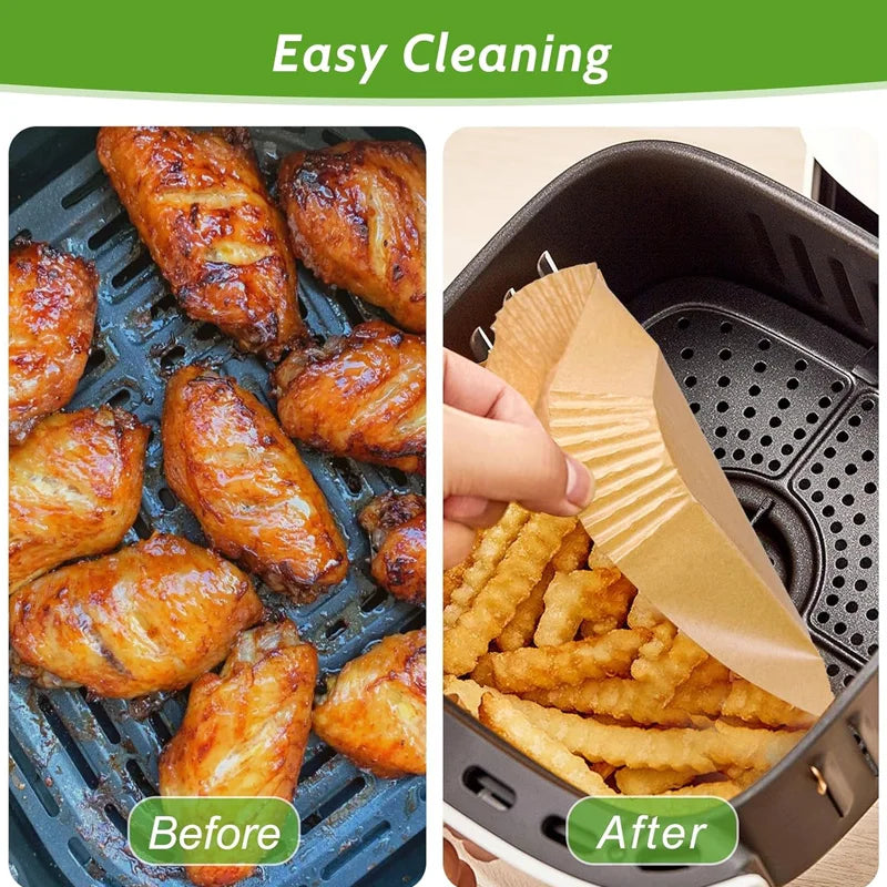 Air Fryer Liner & Steamer/Baking Paper – Silicone Coated, Plant Oil Layer, Oil-Resistant for Home & Bakeries