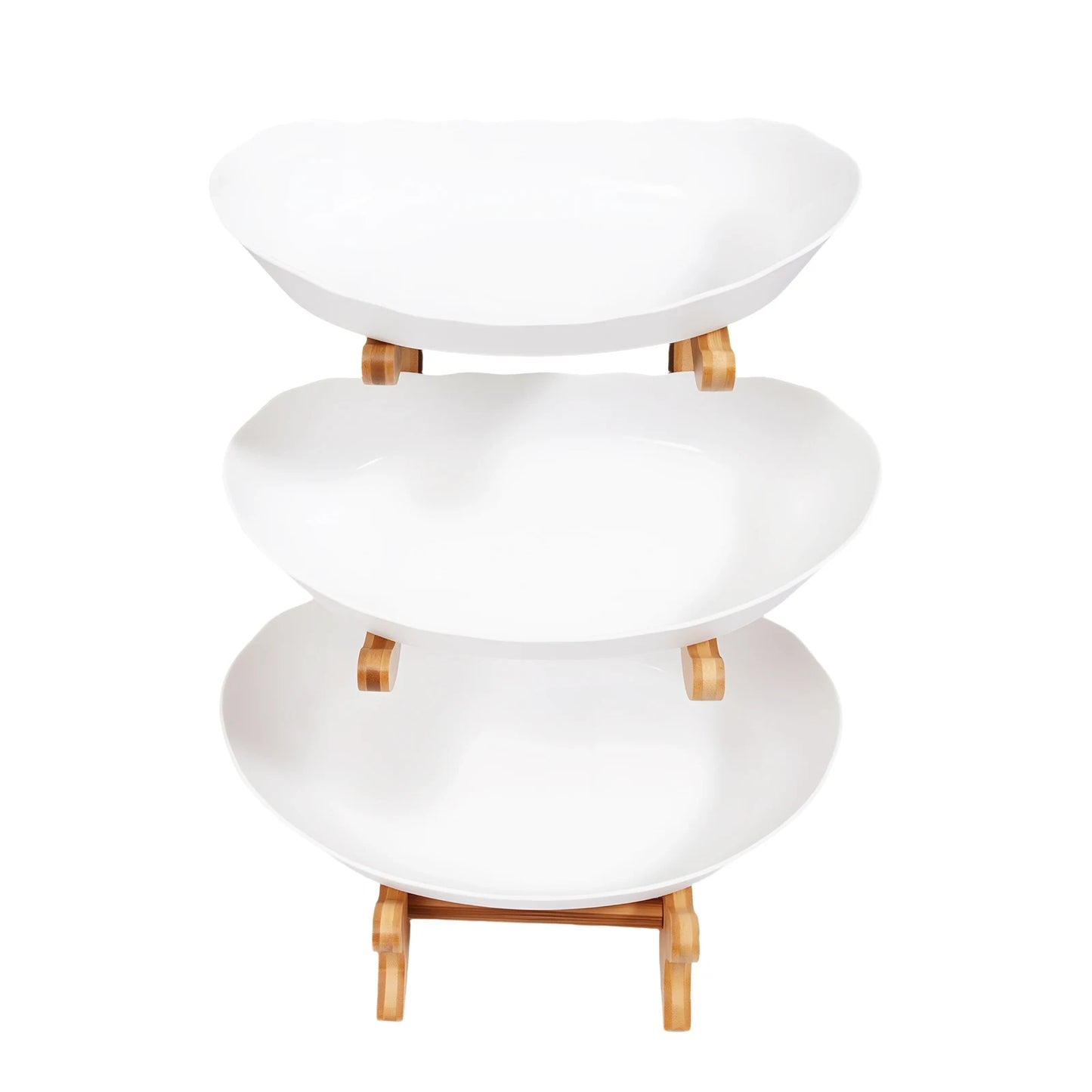 3-Tier Fruit & Dessert Tray Stand – Multi-Layer Snack, Candy & Cake Display with Bamboo Wood Rack for Parties, Weddings & Home Decor