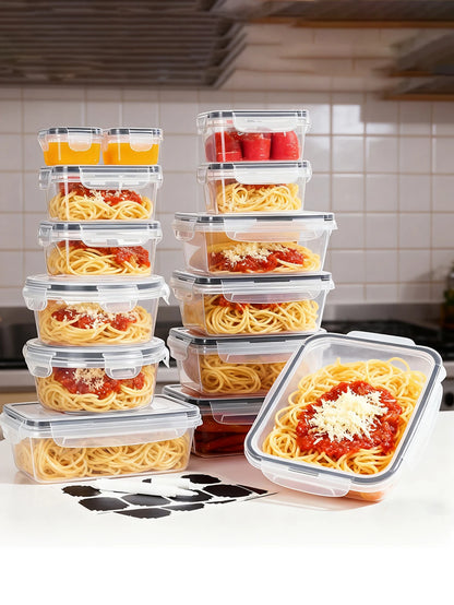 24pcs Refrigerator Sealed Jar, Microwaveable, Transparent Food Storage Container, Kitchen Organizer Box, Lunch Box