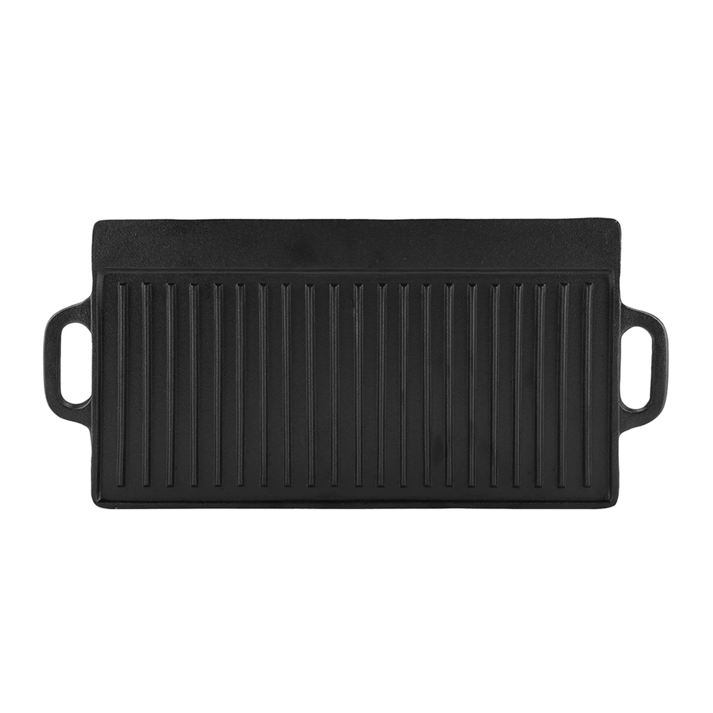Non-Stick Cast Iron Grill Griddle Pan Ridged and Flat Double Sided Baking Cooking Tray Bakeware Grill Pan Cast Iron Grill Pan
