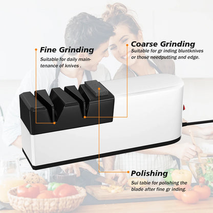 4 Segment Kitchen Fully Automatic Knife Sharpener Portable Electric Non-slip Base Knife Sharpener Household Kitchen Accessories
