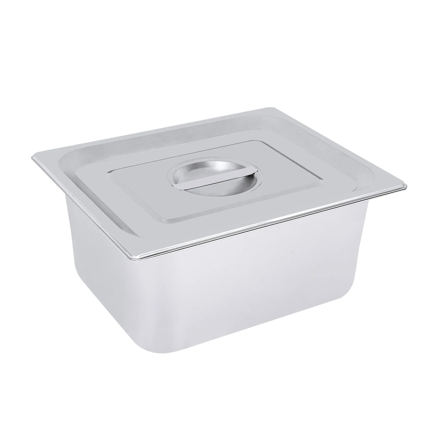 Stainless Steel Steam Table Pans, 7L Capacity, 6in Depth, Set of 4 with Lid for Food Display and Protection