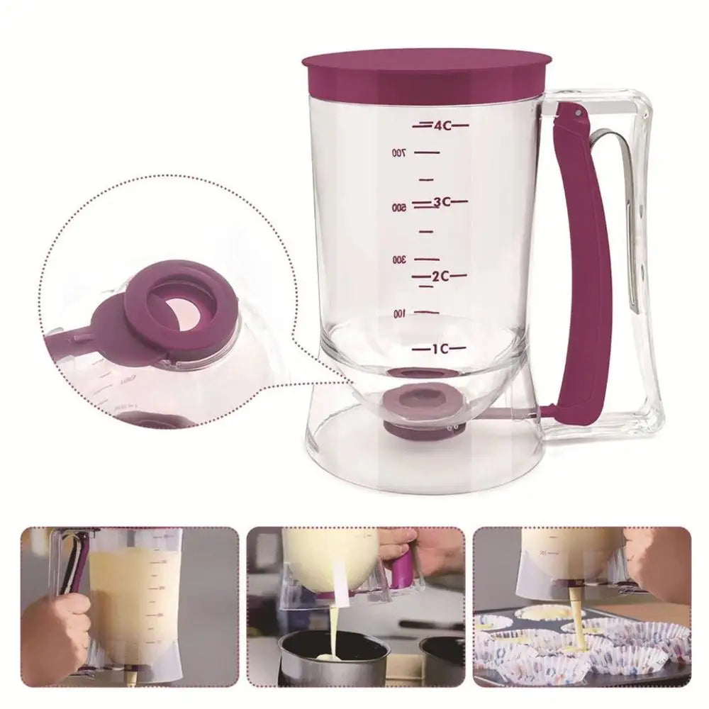 Hand-Held Batter Dispenser – Pancake, Cupcake & Waffle Batter Separator | Mess-Free Baking Tool for Muffins, Crepes & Baking Supplies