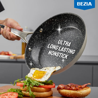 BEZIA 10-Piece Induction Cookware Set – Nonstick Pots and Pans for All Stoves, Durable Nonstick Kitchen Set for Induction Cooktops