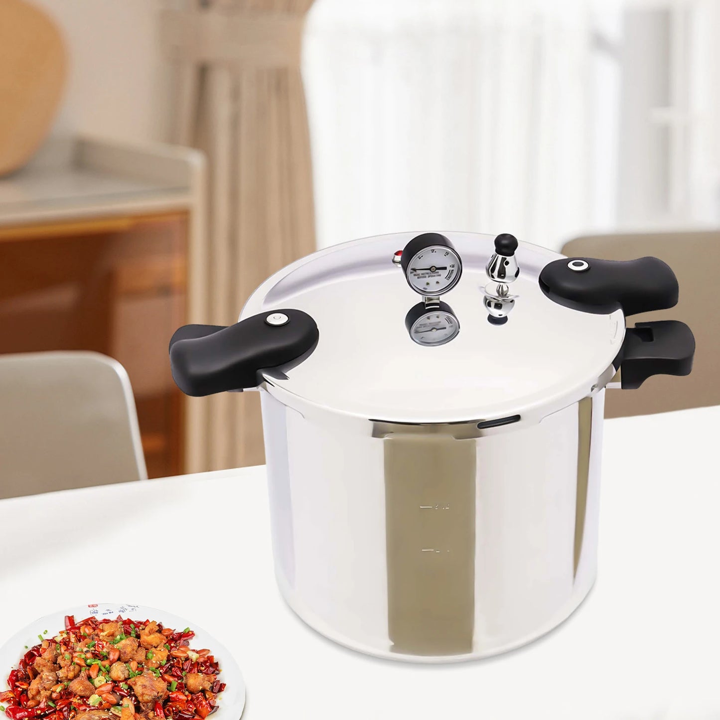 22L Large Capacities Pressure Cooker 90Kpa Commercial Stainless Steel Explosion-Proof Pressure Cooker For Gas Stoves 32*28cm