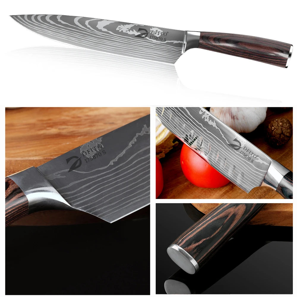 KEPEAK Ultra Sharp Stainless Steel Kitchen Knife Set – Ultra Sharp Chef, Santoku, Cleaver & Utility Knives