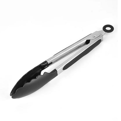 Stainless Steel BBQ Grilling Tongs – Anti-Scalding Food Clip & Non-Stick Serving Tool for Bread, Salad, Kitchen & Barbecue