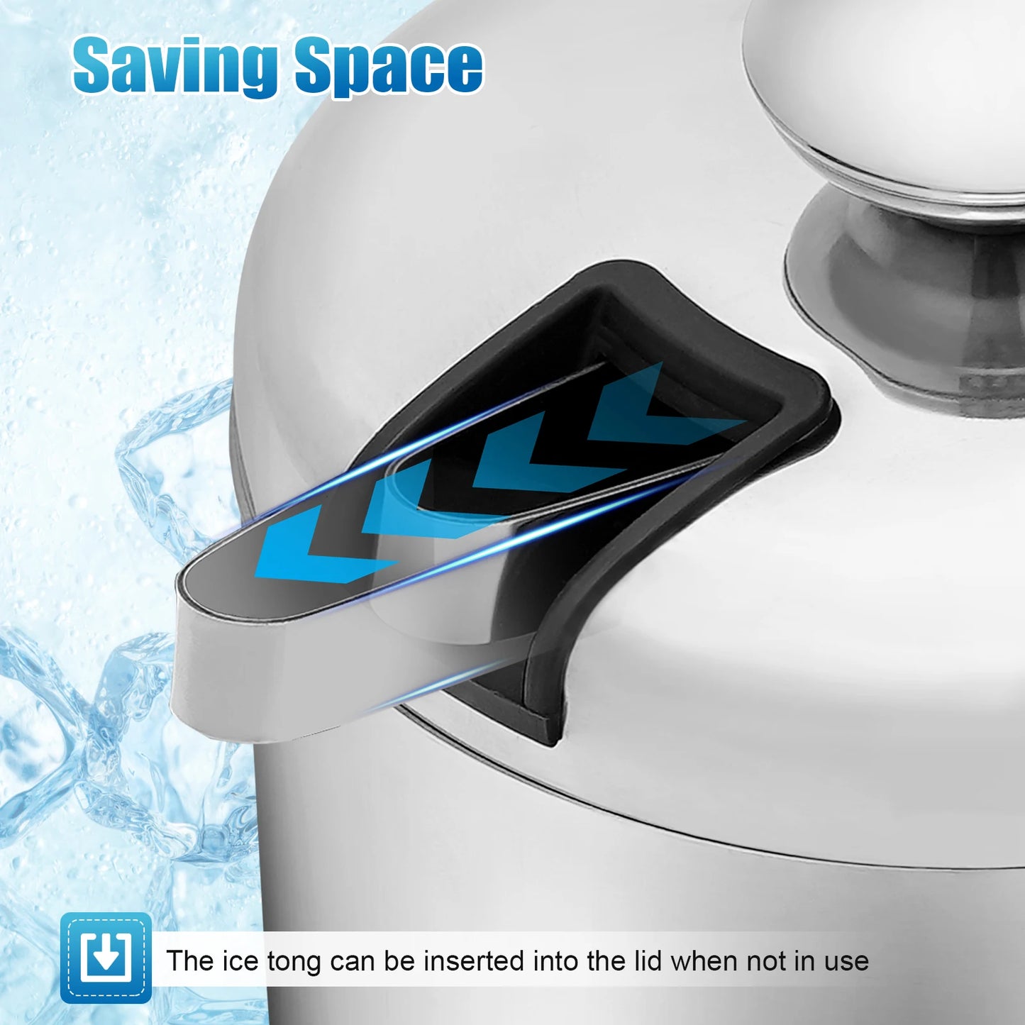 1.3L Stainless Steel Double-Walled Ice Bucket with Lid & Tongs – Portable Ice Cube Container for Wine, Beer & Drink Cooling