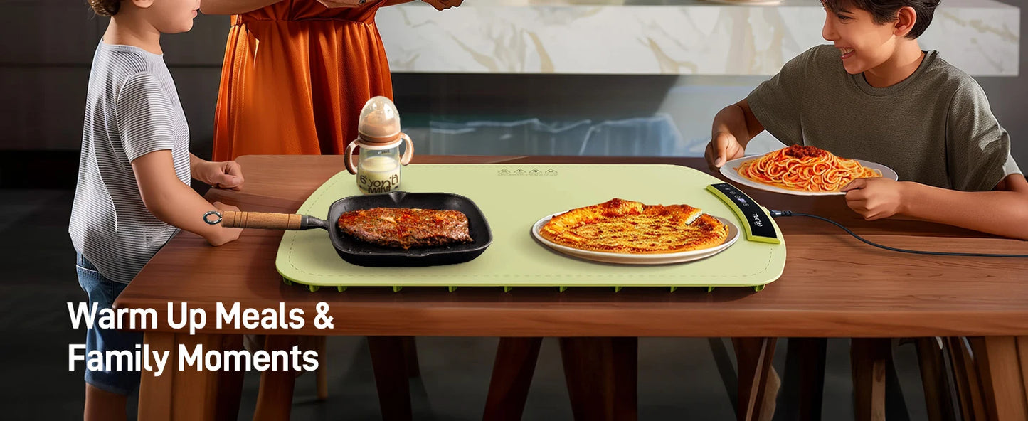 Electric Warming Tray with 8 Tem Setting Food Warmer Plate Foldable Portable Smart Food Fast Heating Mat Electric Warming Tray