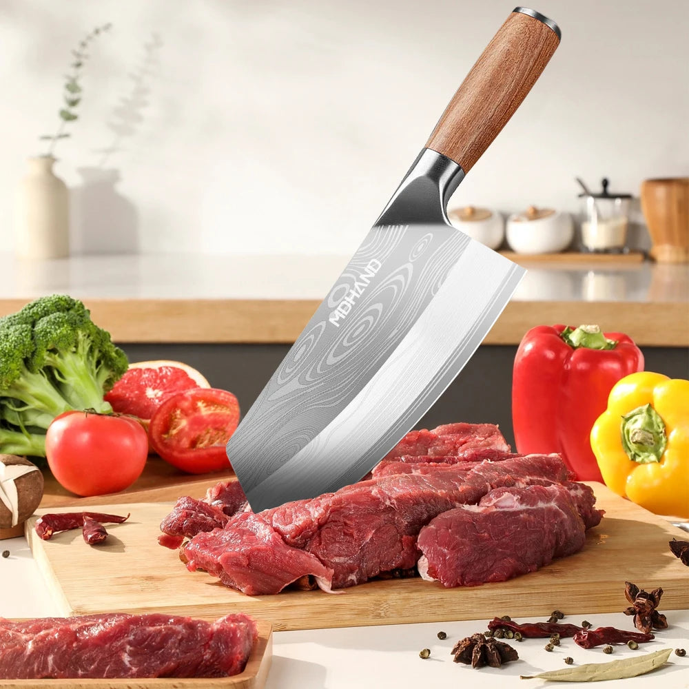 MDHAND Meat Cleaver Knife Forged Stainless Steel Professional Chinese Chef Knife Meat Vegetable Chopping Kitchen Knives