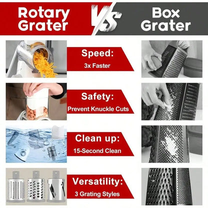 1pc Highly efficient and versatile Vegetable and Fruit Slicer Grater - benchtop drum cutter with drum design for fast, even shre