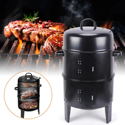 BBQ Smoker Oven Charcoal Smoker Smoker Cabinet Smoker Bin Thermometer For Outdoor Barbecue Meat Food