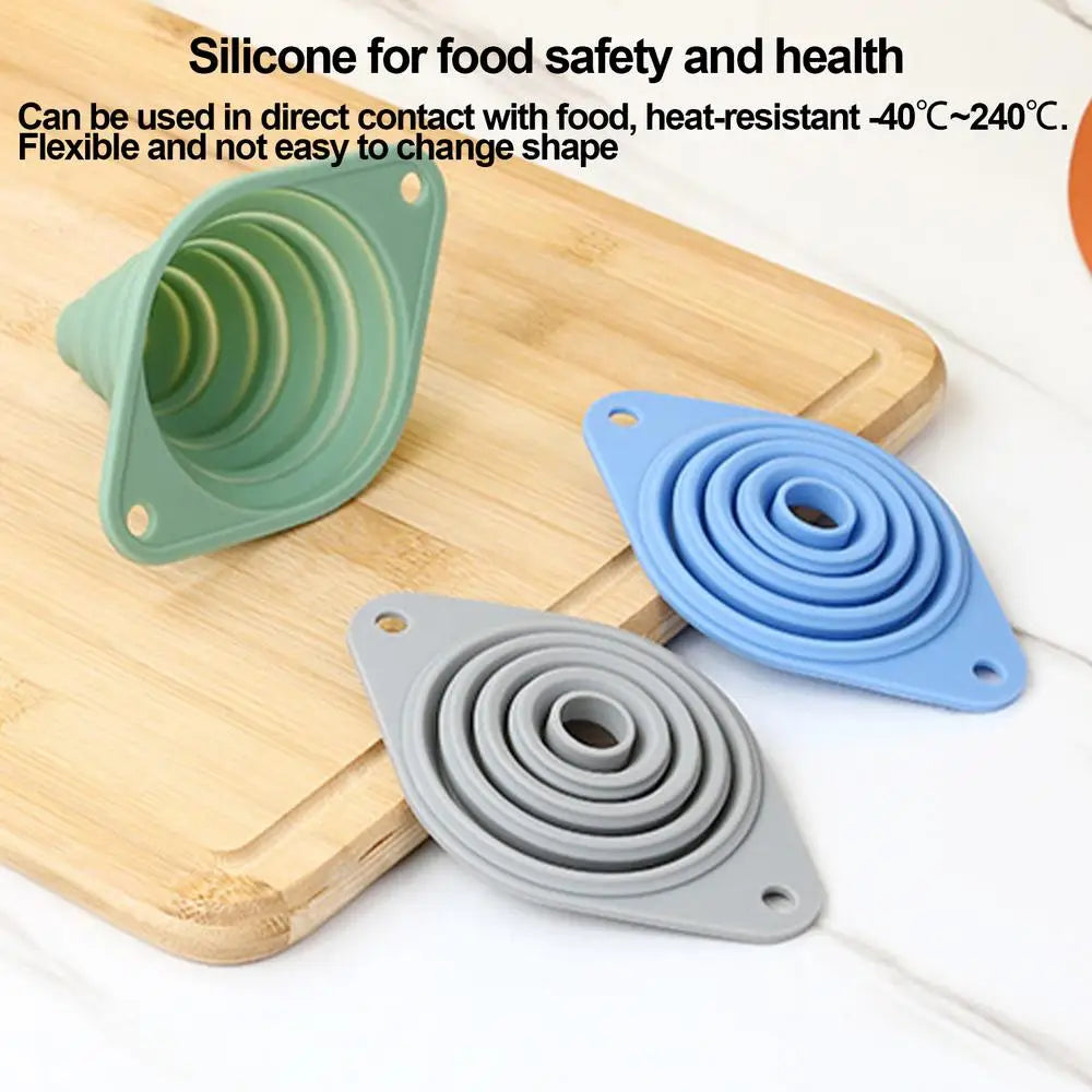 Household Foldable Funnel Silicone telescopic Portable Funnels for Fuel Hopper Beer Oil Easy to clean Kitchen Accessories Tools