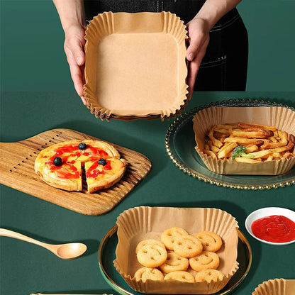 Air Fryer Liner & Steamer/Baking Paper – Silicone-Coated, Plant-Oil Layer, Oil-Resistant Non-Stick Sheets for Home Kitchens & Bakeries