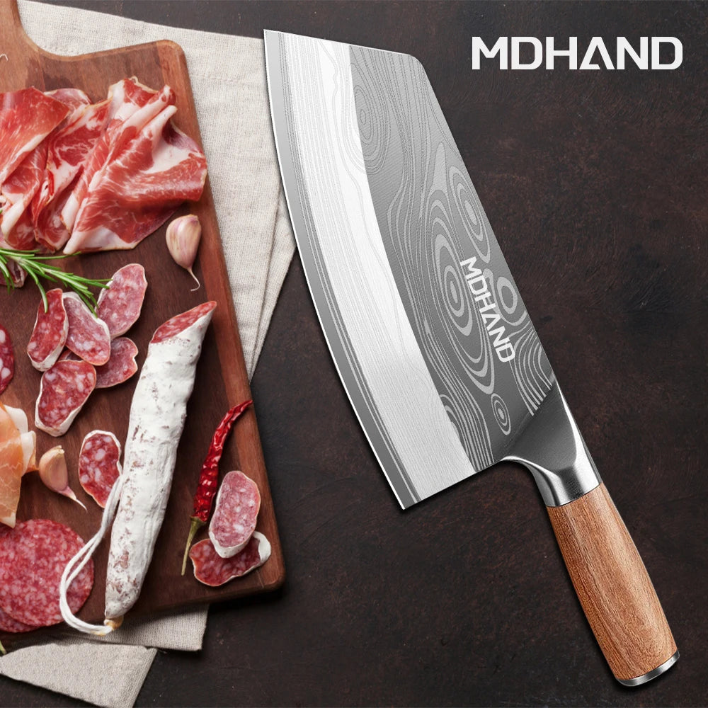 MDHAND Meat Cleaver Knife Forged Stainless Steel Professional Chinese Chef Knife Meat Vegetable Chopping Kitchen Knives
