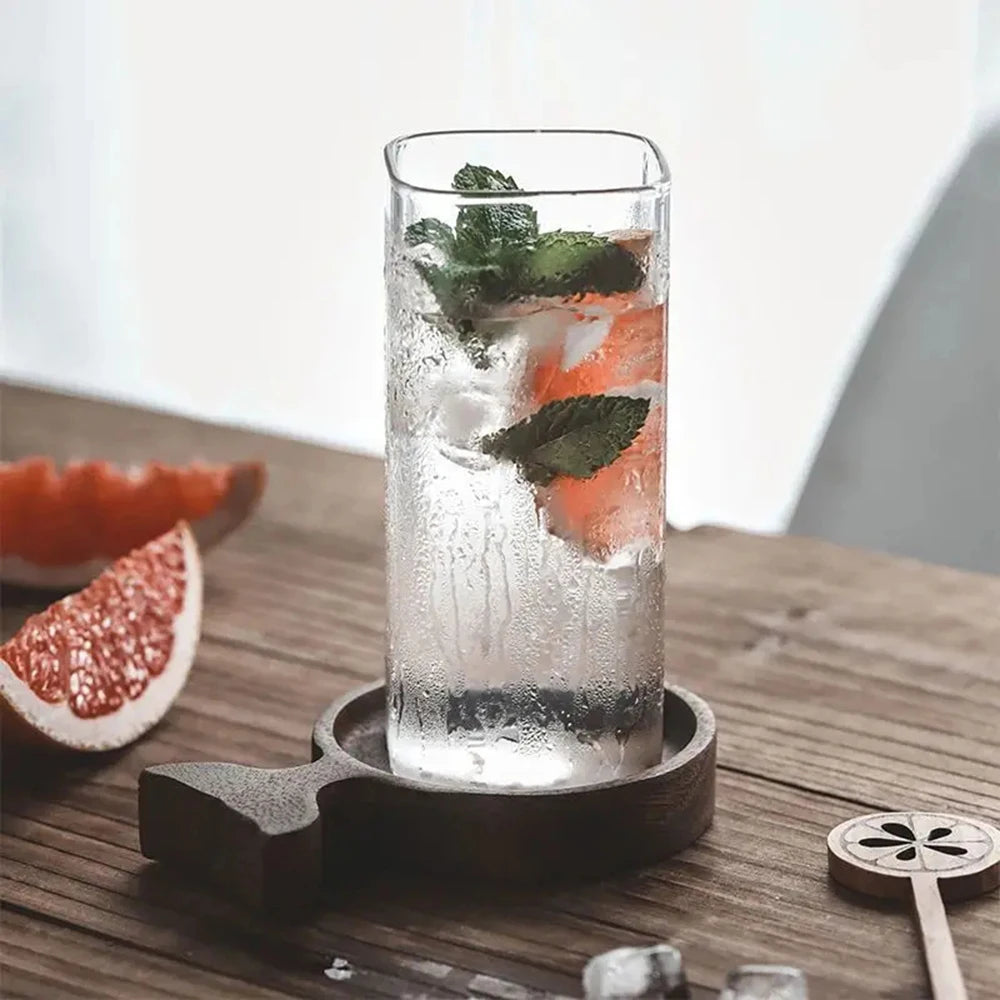 2Pcs Transparent Square Glass Cup with Lid and Straw Creative Hot and Cold Drink Glass Cup Home Bar Milk Juice Mug