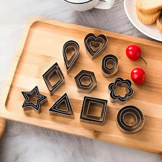 Stainless Steel Cookie Cutter Set  - Geometric Shapes for Baking, Clay Molds, Crafting, Dishwasher Safe (Circle, Square,