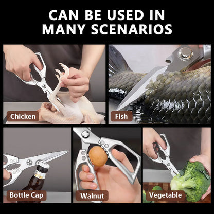 Stainless Steel Kitchen Shears – Multifunctional Food Scissors for Cutting Vegetables, Meat, Fish & Everyday Cooking Tasks