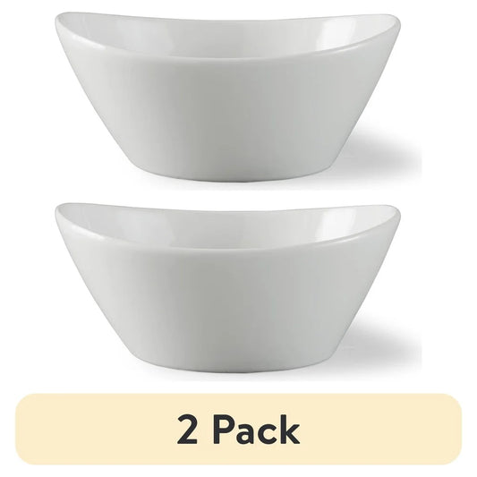 2 Pack White Porcelain Wavy Serve Bowls Dishwasher Microwave Oven Safe Versatile Serving Bowls Salad Pasta Sides and More