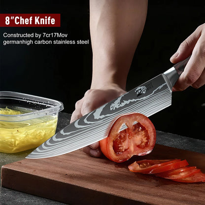 KEPEAK Ultra Sharp Stainless Steel Kitchen Knife Set – Ultra Sharp Chef, Santoku, Cleaver & Utility Knives