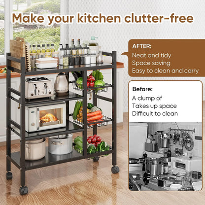1 movable kitchen vegetable basket storage rack for kitchen storage and supplies storage, suitable for basic accessories in garages, kitchens, and home garages