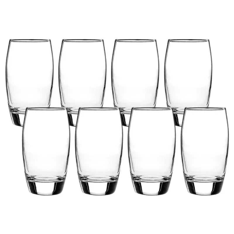 8-Piece Clear Drinking Glass Set – Heavy Base Dishwasher-Safe Everyday Glassware