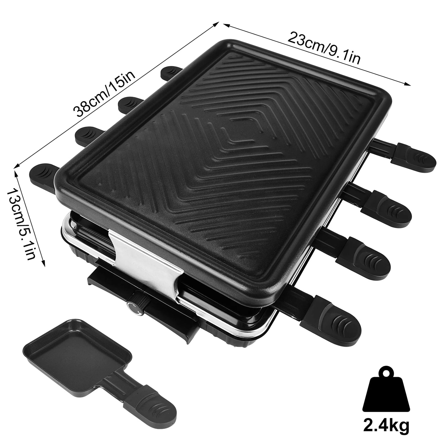 Electric Korean BBQ & Raclette Grill – 8-Person Indoor Table Grill with Temperature Control