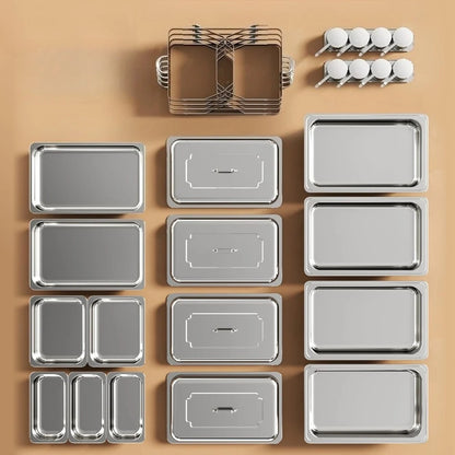 Chafing Dish Buffet Set 3 Grid Stainless Steel Rectangular Catering Chafer Warmer Set Buffet Dishes Warming Set 63.5*35.5*32cm